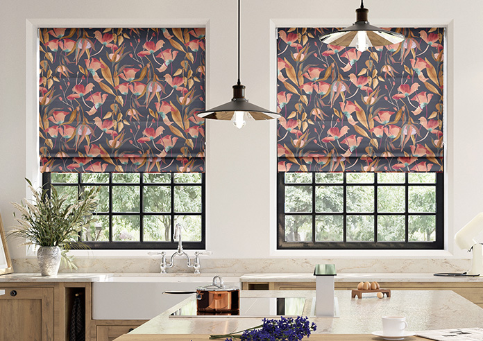 Belle Fuchsia, Indigo - Roman Blind - Image 3